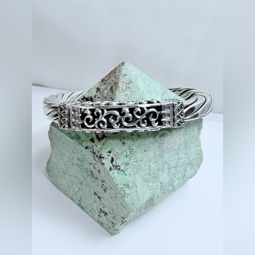 RESERVED Silpada Heavy Hinged Sterling Silver Twisted Bracelet with Filigree